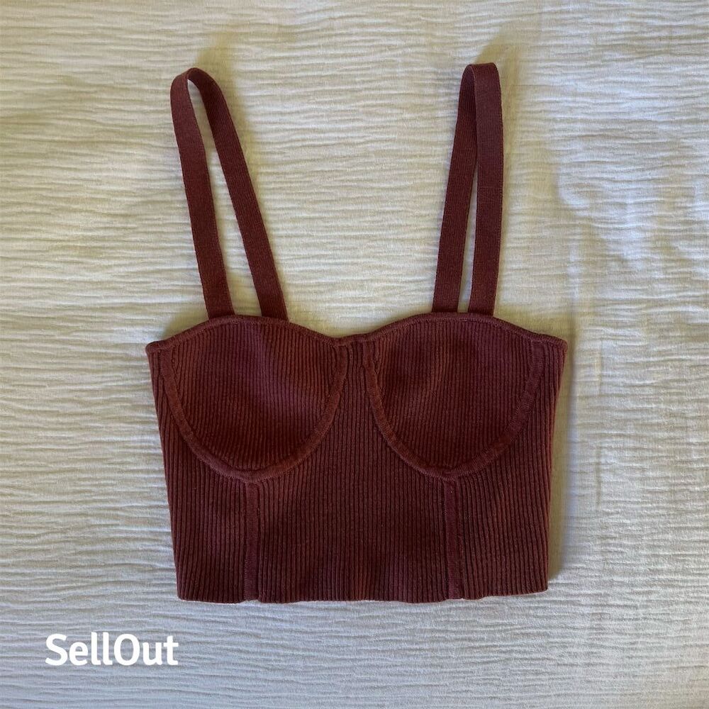 Jonathan Simkhai Women's Ribbed Knit Tank Top mauve maroon red Size S Casual
